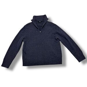 Vince Men’s Melange Quarter Zip Merino Wool Blend Sweater Dark Hyperion Size XL